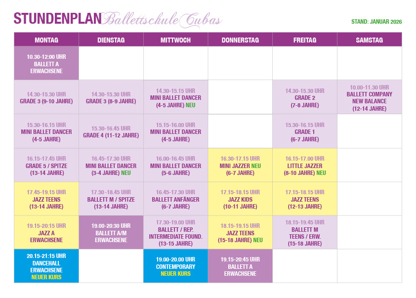 Neuer Stundenplan ab Januar 2026 – das ist neu nach den Weihnachtsferien!